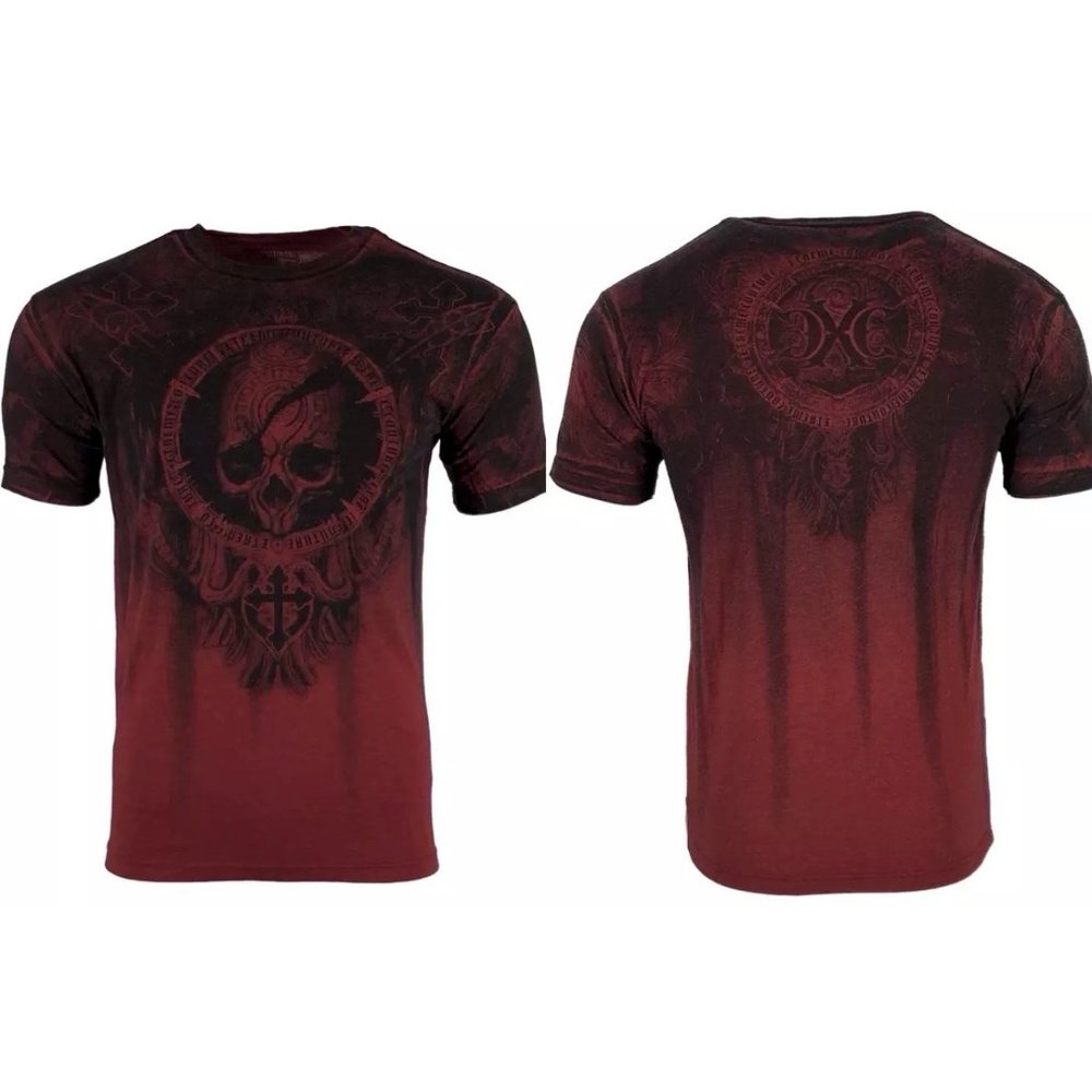 Xtreme Couture Affliction Men's T-Shirt SHADOW WALKER Red Biker Skull S-5XL